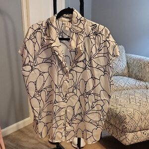Worthington XL Floral Print Button-Up Blouse